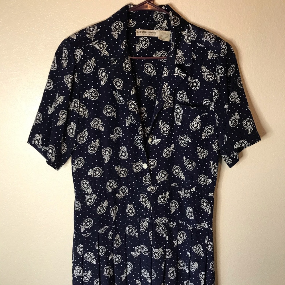 LIZ CLAIBORNE Button Down Belted Dress